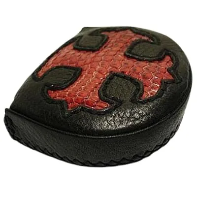 Genuine Leather Red Lizard Skin Cross Men's Coin Wallet