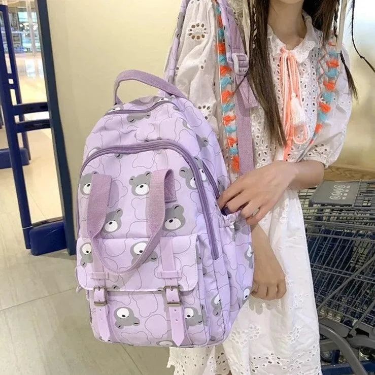 GM1242 Girl Cartoon Printing Cool Backpack: Travel School Nylon