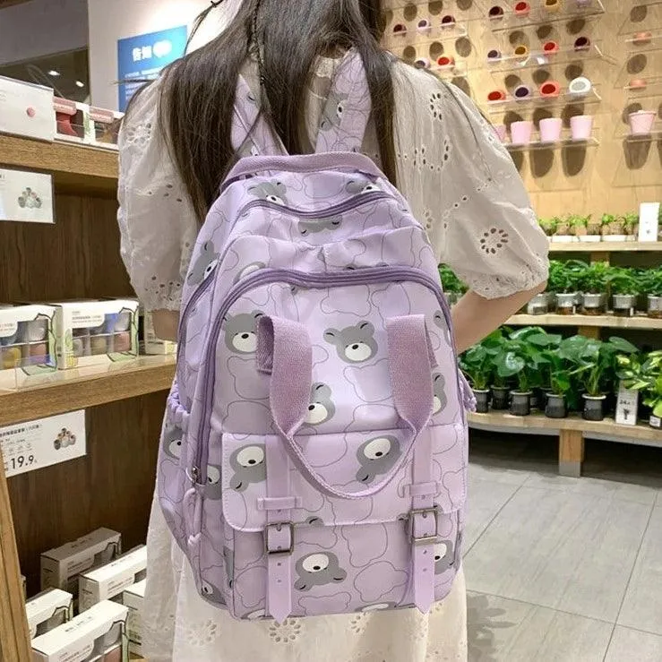 GM1242 Girl Cartoon Printing Cool Backpack: Travel School Nylon