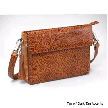 Gun Tote'n Mamas GTM-22 Tooled American Cowhide Concealed Carry X-Body Clutch