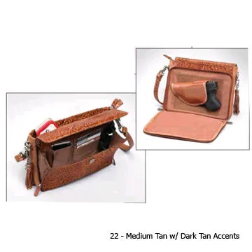 Gun Tote'n Mamas GTM-22 Tooled American Cowhide Concealed Carry X-Body Clutch