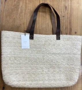 Harlow Straw Market Tote With Leather Handle