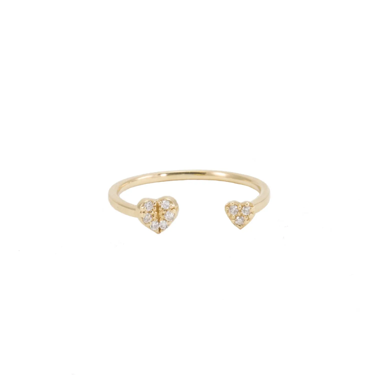 Heart Diamond Open Cuff Ring