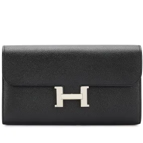 Hermès Black Epsom Constance Long Wallet Palladium Hardware, 2013