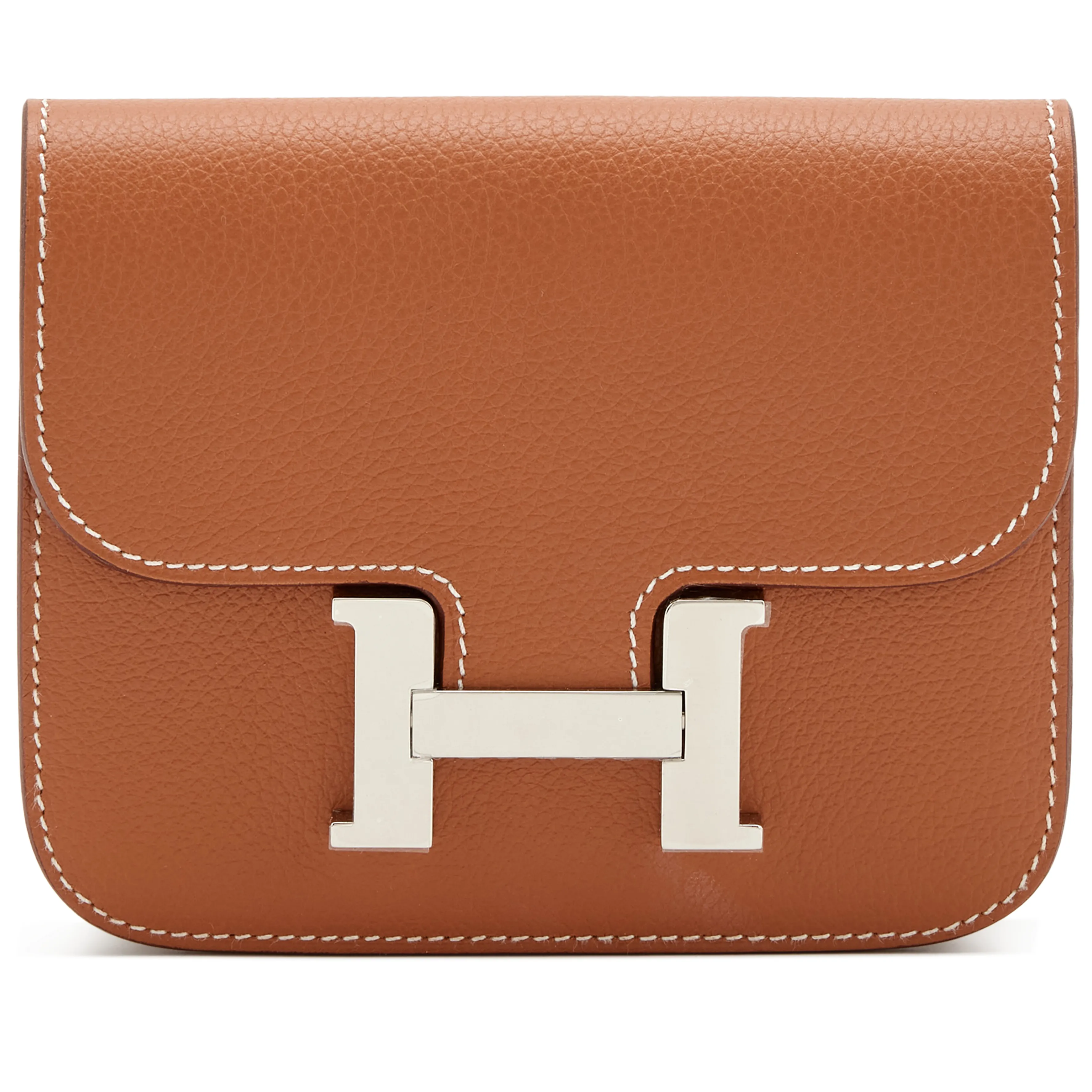 Hermès Gold Evercolor Constance Slim Wallet Palladium Hardware, 2023