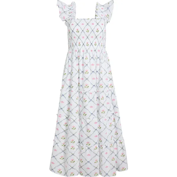 Hill House Home Women's Ellie Butterfly Trellis Print Nap Dress, White