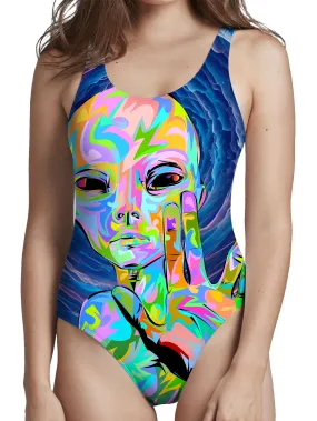 I Come in Peace Low Cut One-Piece Swimsuit