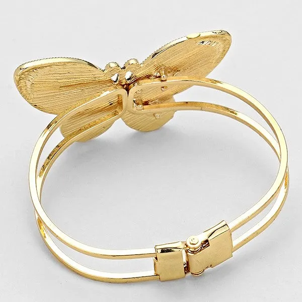 iLLASPARKZ Hinged Mother Of Pearl Butterfly Bracelet