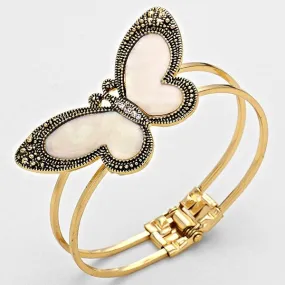 iLLASPARKZ Hinged Mother Of Pearl Butterfly Bracelet