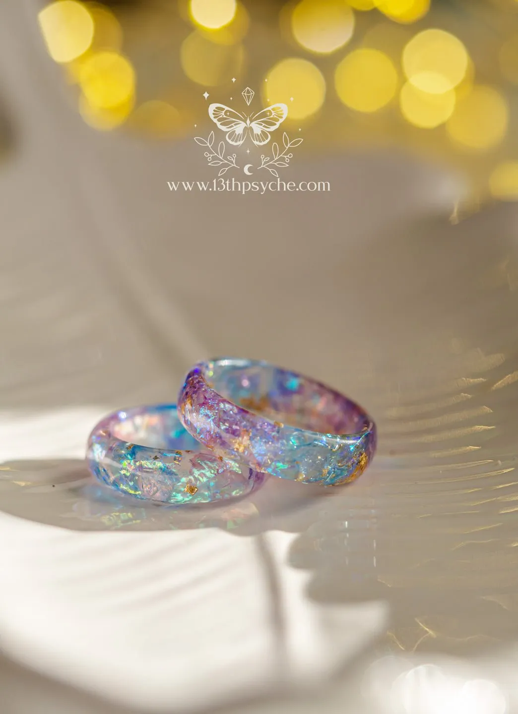 Iridescent Blue and purple resin ring