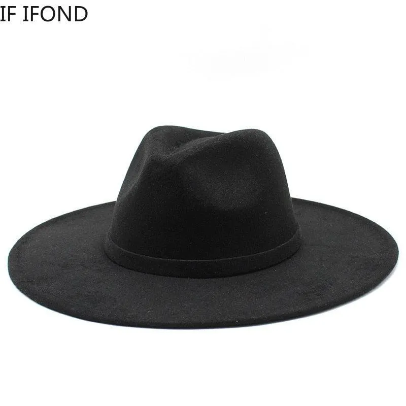 Jazz Style Wide Brim Fedora Hat