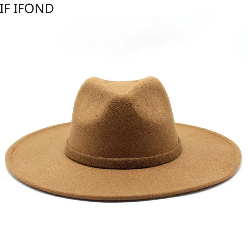 Jazz Style Wide Brim Fedora Hat