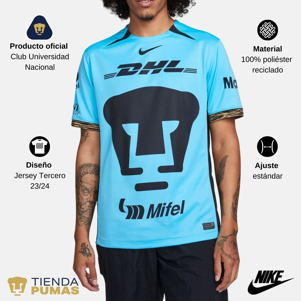 Jersey Tercer Kit Pumas UNAM Nike Hombre 23/24