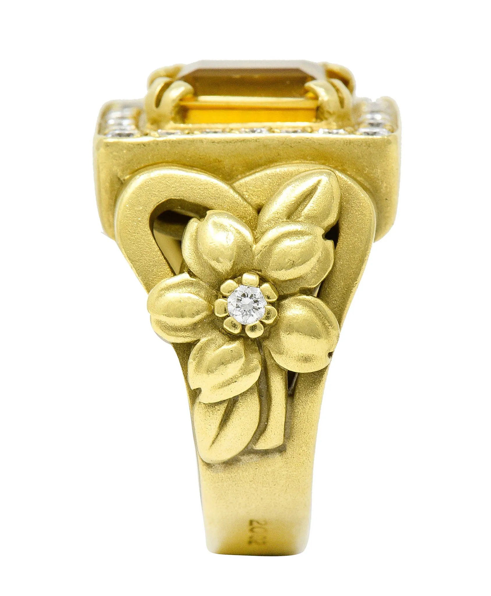 Kieselstein Cord Heliodor Golden Beryl Diamond 18 Karat Gold Flower Ring