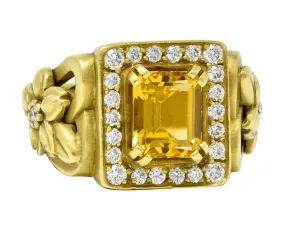 Kieselstein Cord Heliodor Golden Beryl Diamond 18 Karat Gold Flower Ring