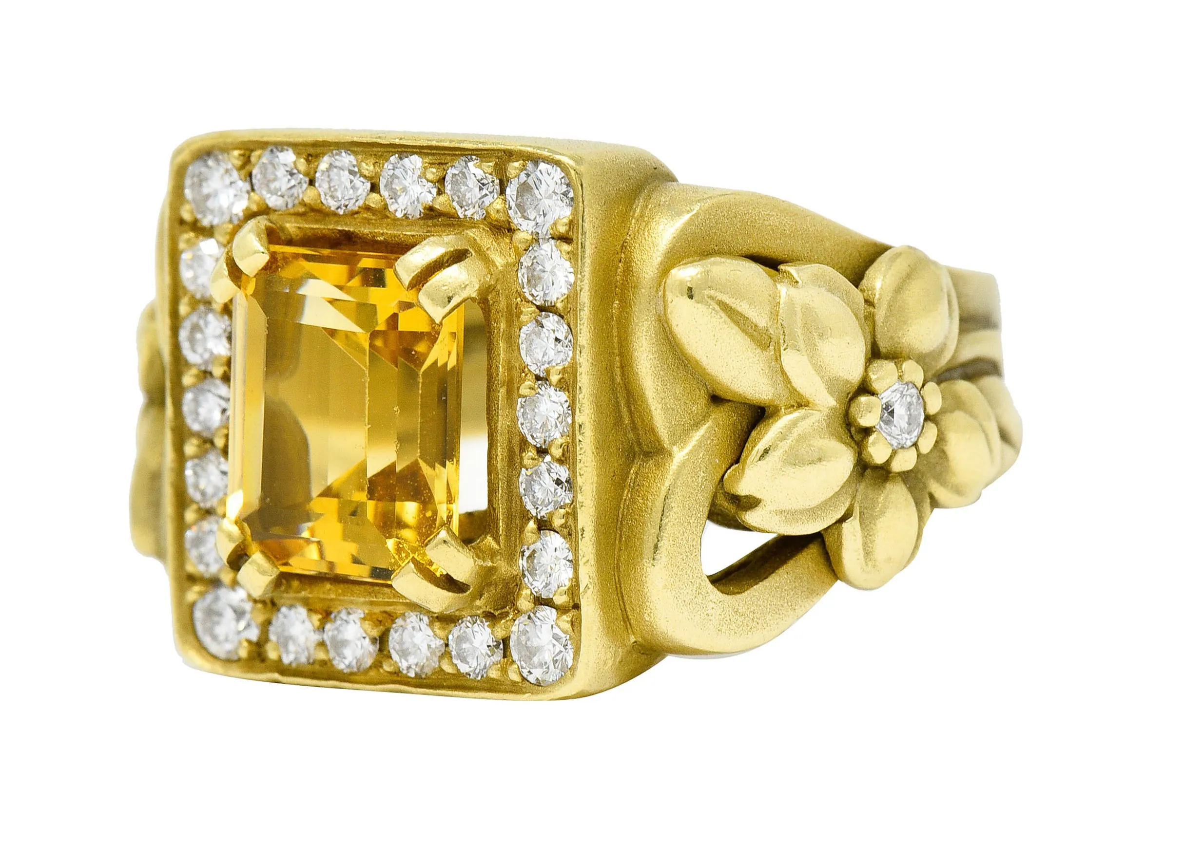 Kieselstein Cord Heliodor Golden Beryl Diamond 18 Karat Gold Flower Ring