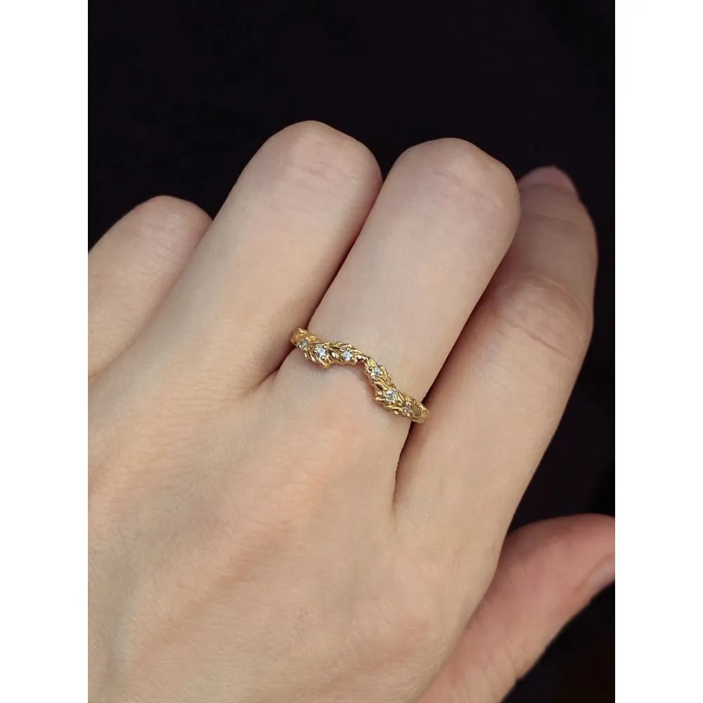 Kyrith - Stacking curved leaves diamond ring