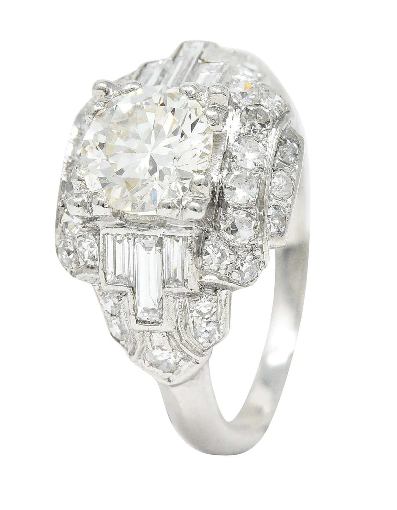 Late Art Deco 2.00 CTW Diamond Platinum Dinner Ring