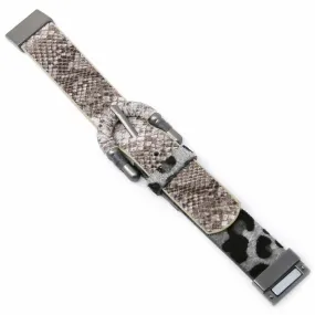   Leopard Print And Snake Skin Belt Buckle Magnetic Leather Bracelet