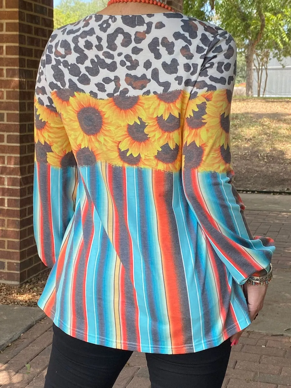 Leopard, Sunflower, Serape long sleeve top