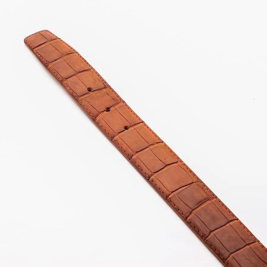 Light Brown Genuine Crocodile Alligator Stomach Skin Leather Men's Belt