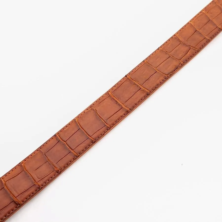 Light Brown Genuine Crocodile Alligator Stomach Skin Leather Men's Belt