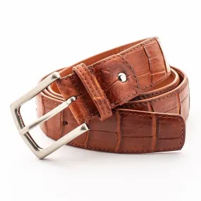 Light Brown Genuine Crocodile Alligator Stomach Skin Leather Men's Belt