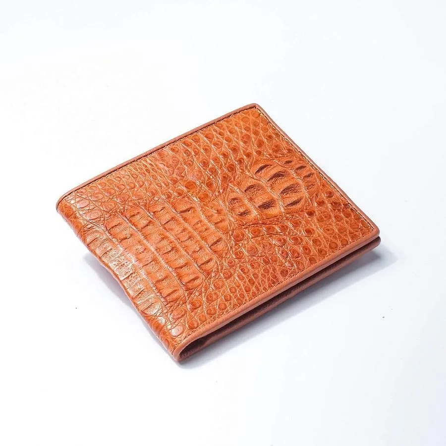 Light Brown Hornback Crocodile Mens Wallet