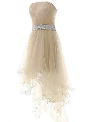 Light Champagne High Low New Party Dress, Homecoming Dresses