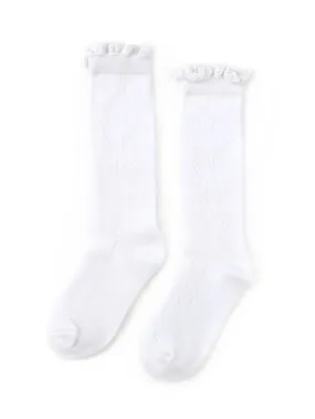 Little Stocking Co. - White Fancy Lace Top Knee High Socks