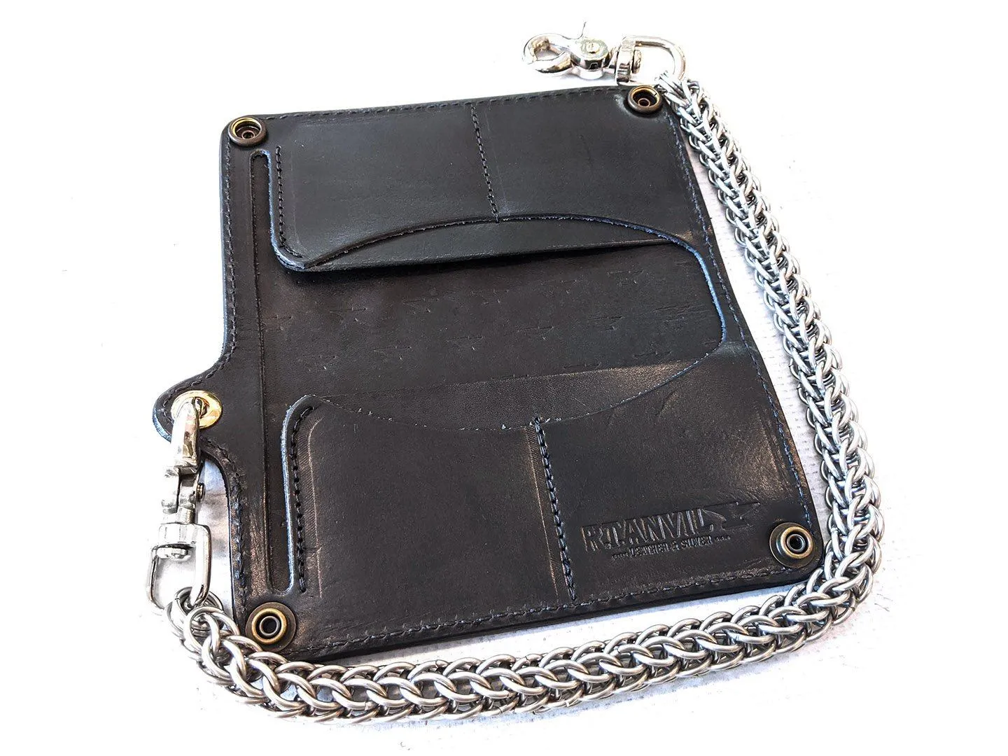 Long Biker Leather Chain Wallet - Ride Fast Skull