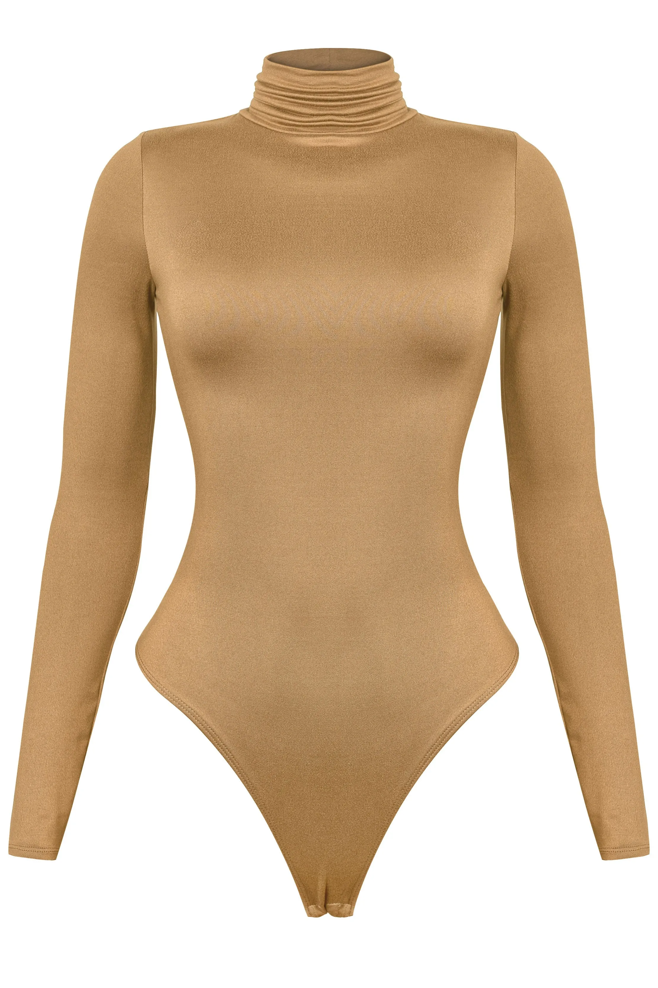 Long Sleeve Turtleneck Bodysuit Camel