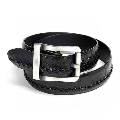 Los Altos Black Genuine Ostrich Skin Belt