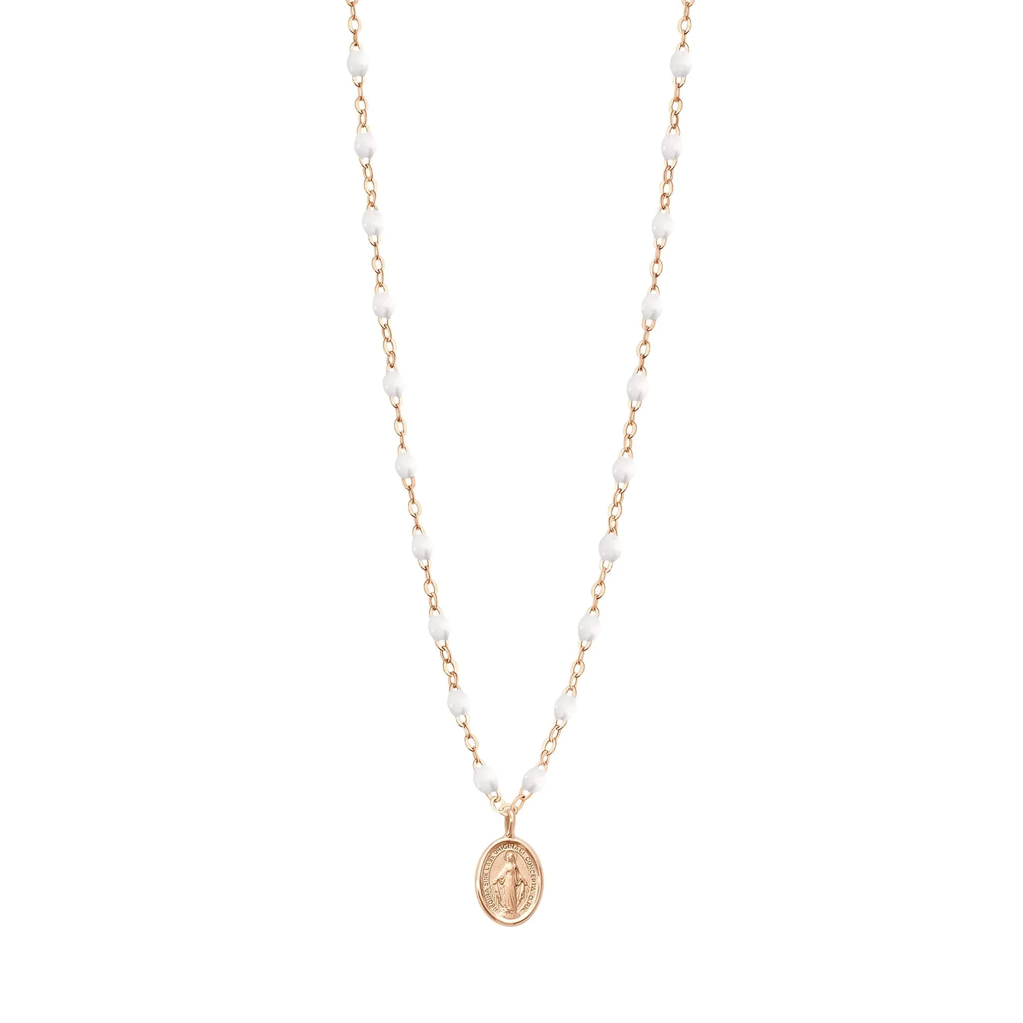 Madone Charm Classic Gigi White necklace, Rose Gold, 16.5