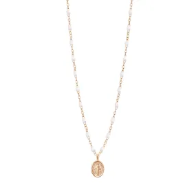 Madone Charm Classic Gigi White necklace, Rose Gold, 16.5