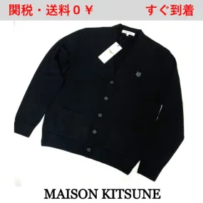 MAISON KITSUNE  |Casual Style Wool Long Sleeves Logo Cardigans