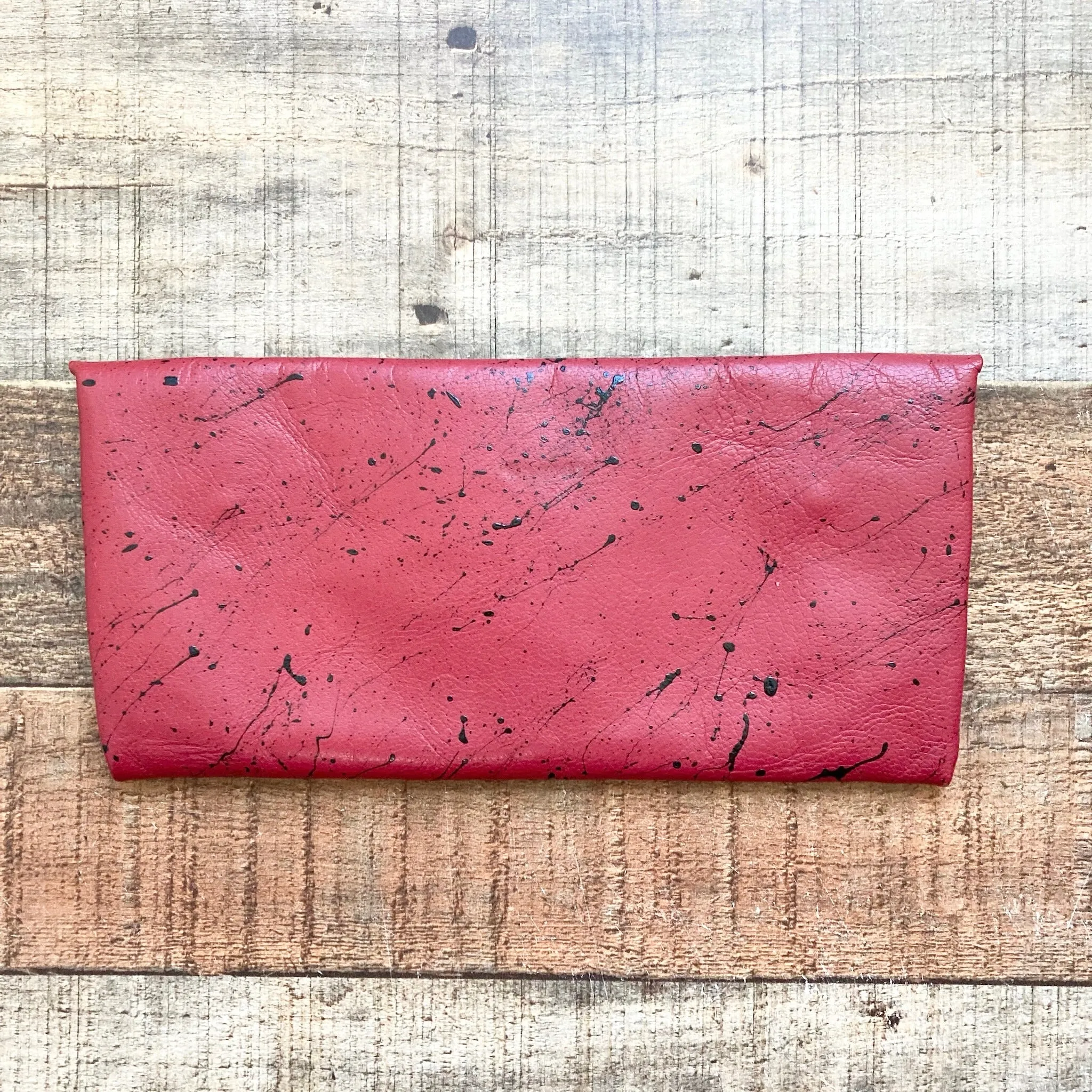 Mallow France Red with Paint Splatter Design Clutch with Chain Strap