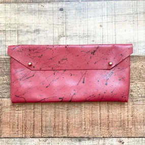 Mallow France Red with Paint Splatter Design Clutch with Chain Strap