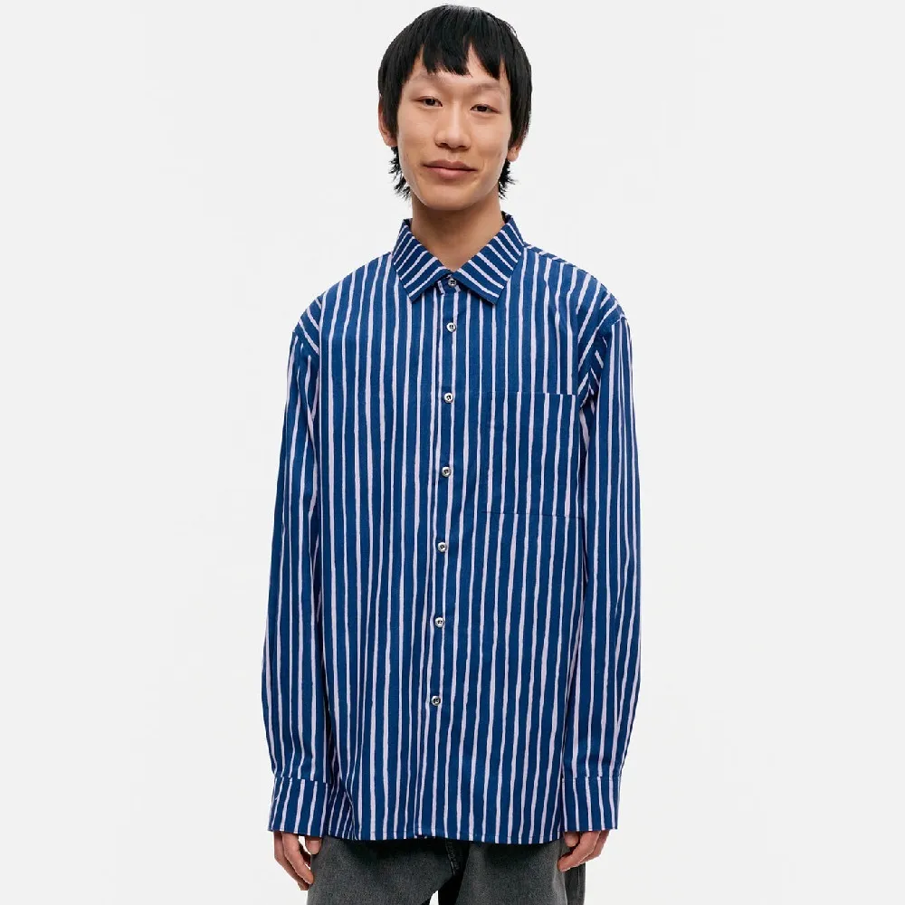 marimekko  |Stripes Unisex Long Sleeves Cotton Shirts