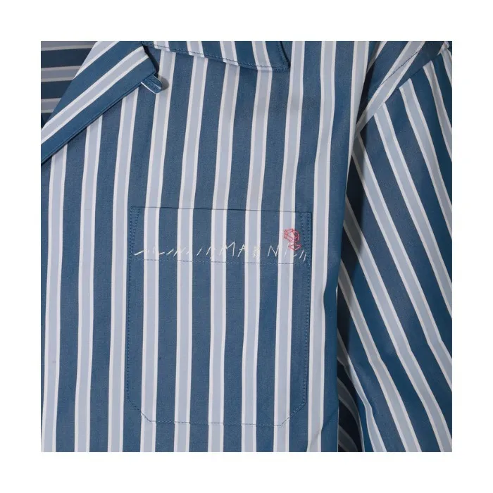 MARNI  |Blue striped organic poplin bowling shirt