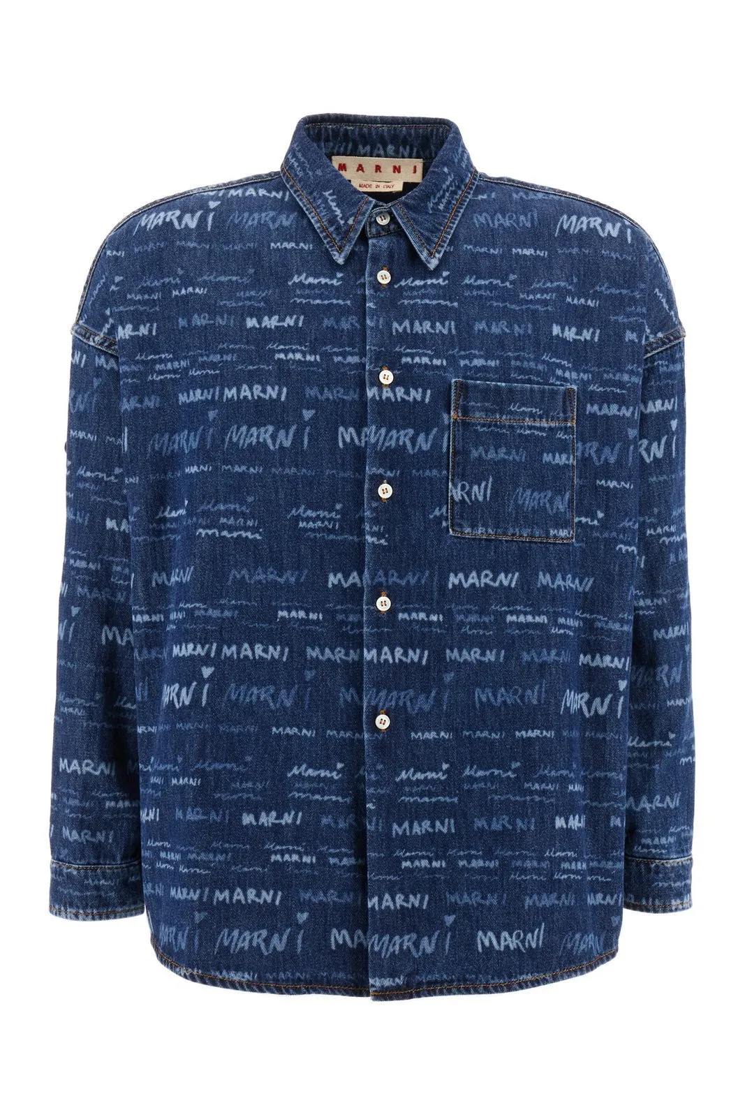 MARNI  |Denim Long Sleeves Cotton Logo Front Button Designers Shirts