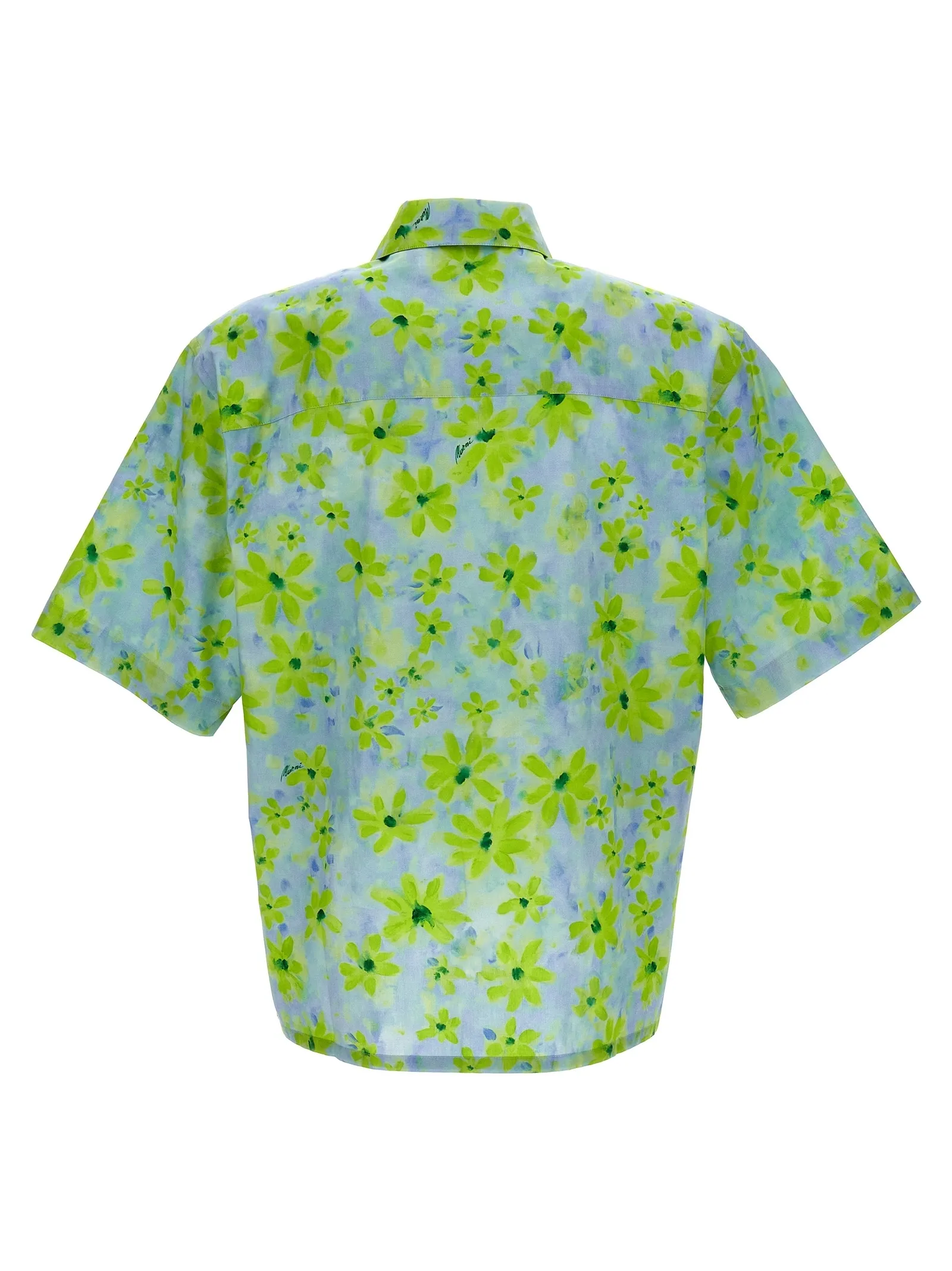 MARNI  |Light green poplin bowling shirt with Parade print