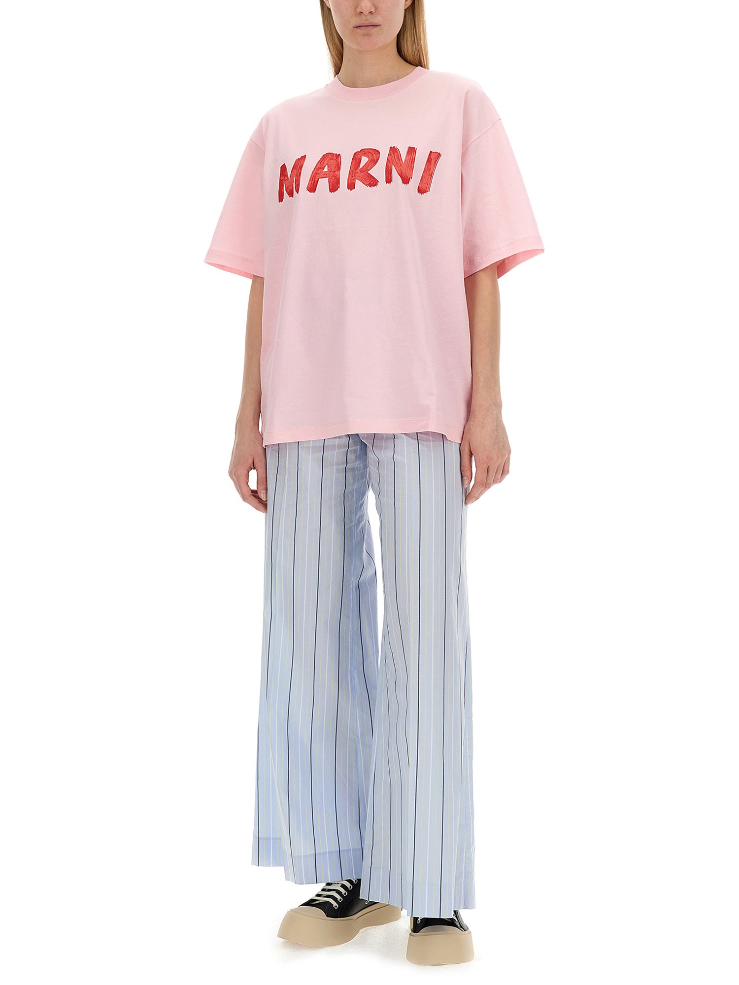 MARNI    PALAZZO PANTS WITH STRIPE PATTERN