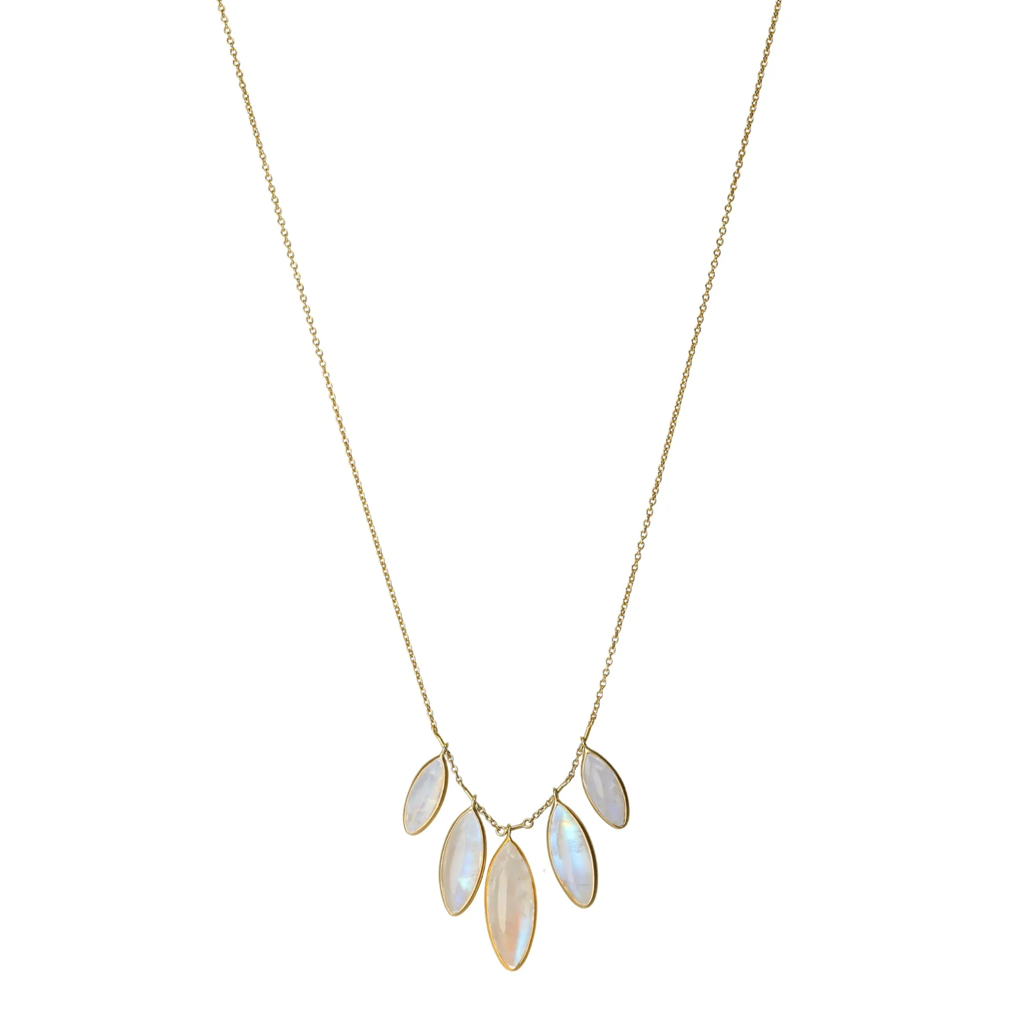 Marquise Moonstone Petite Fringe Petals Necklace