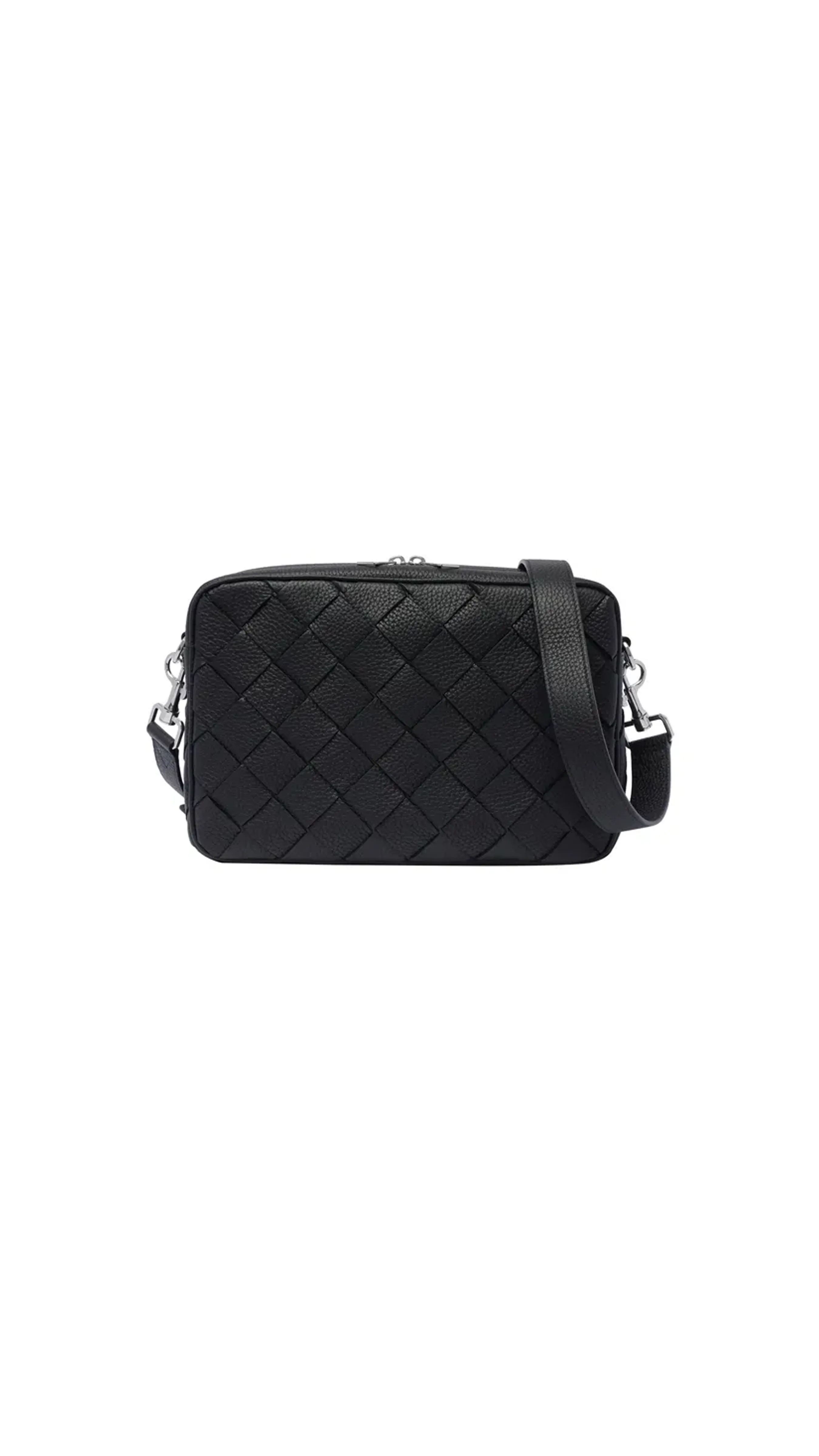 Medium Intrecciato Camera Bag - Black