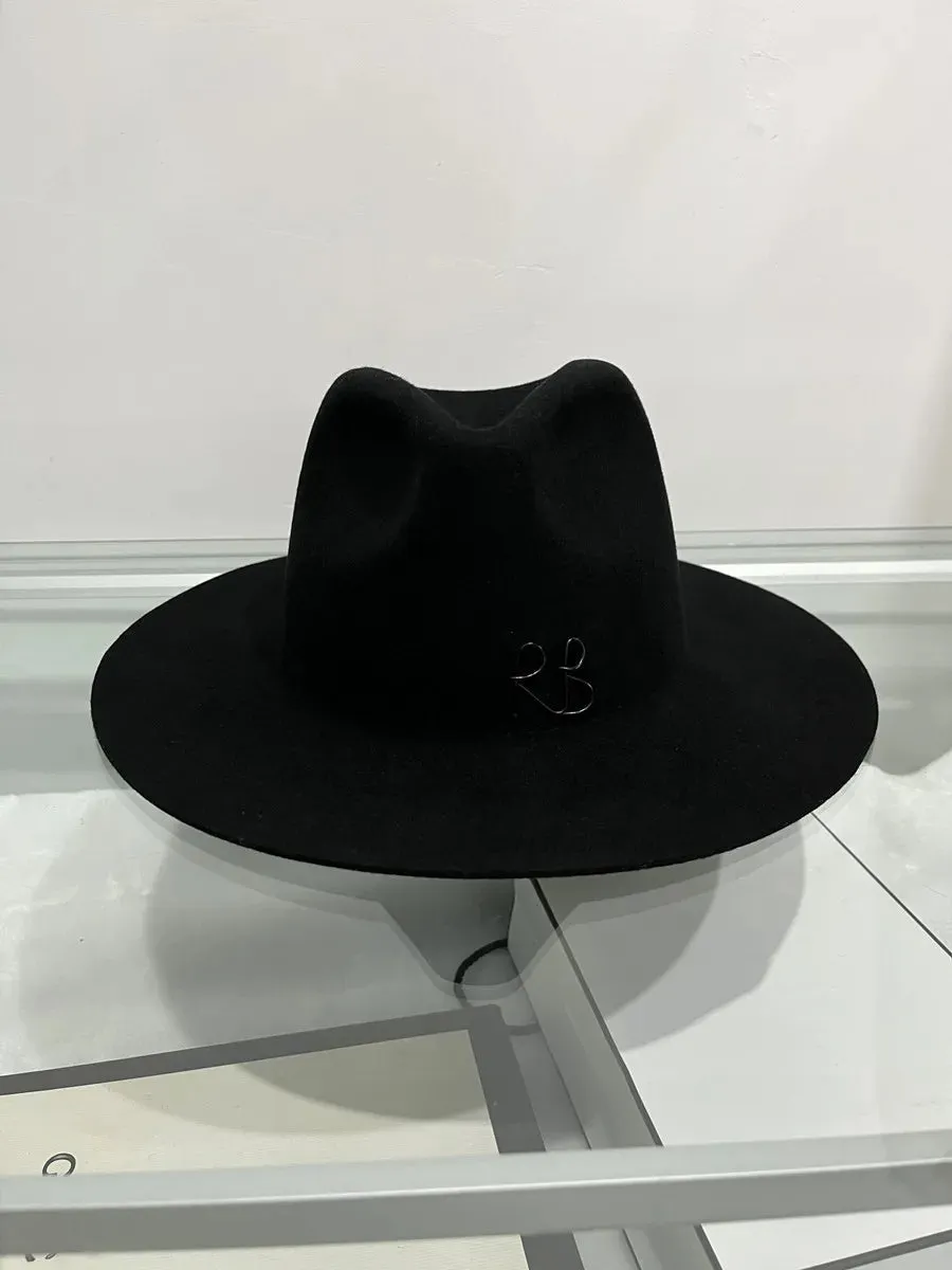 Men and Women Vintage Wool Wide Brim RB Embroidered Fedora Hat