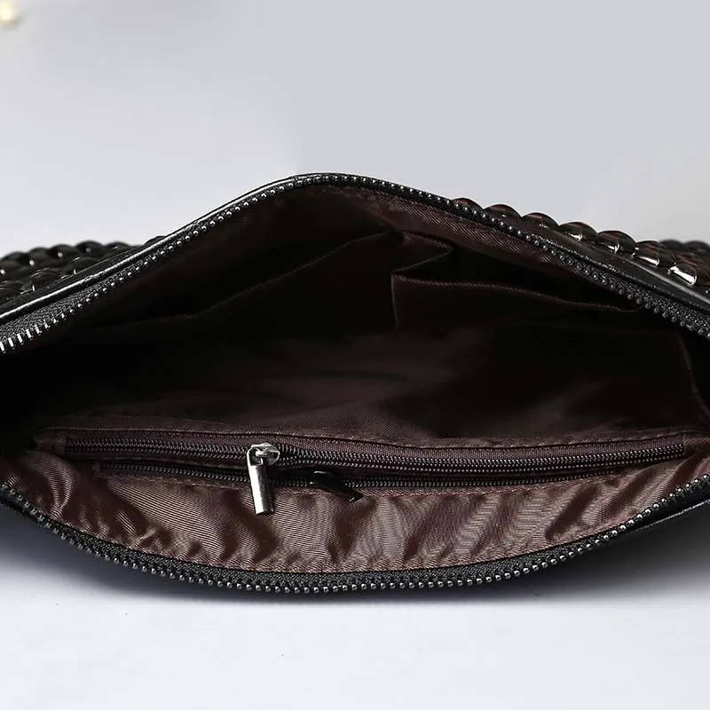 Men Rivet Day Clutches Skull Messenger Bag