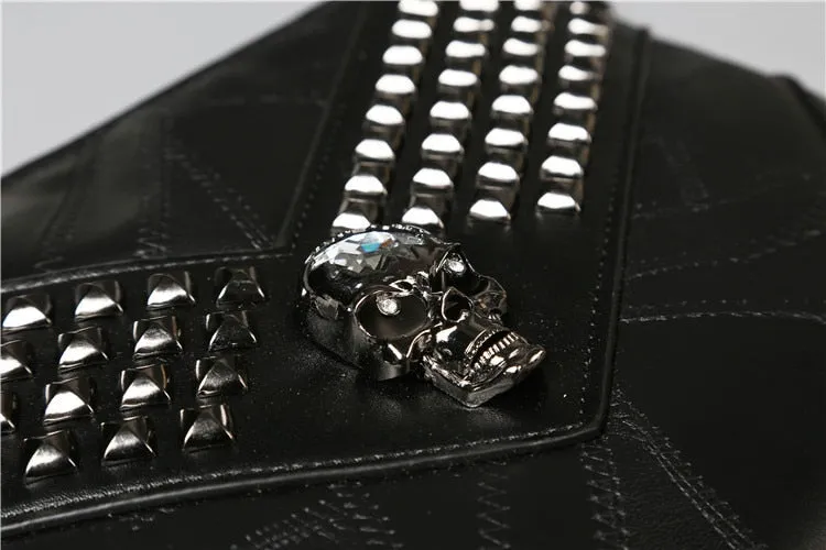 Men Rivet Day Clutches Skull Messenger Bag