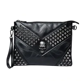 Men Rivet Day Clutches Skull Messenger Bag