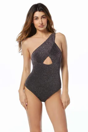 Metallic Asymmetrical One Piece Swimsuit 